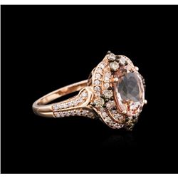 14KT Rose Gold 2.52ct Morganite and Diamond Ring