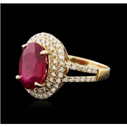 14KT Yellow Gold 4.25ct Ruby and Diamond Ring