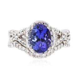 14KT White Gold 1.95ct Tanzanite and Diamond Wedding Ring Set