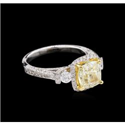 GIA 3.34ct Yellow Diamond Ring - 18KT White Gold