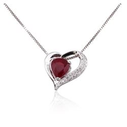 14KT White Gold GIA Certified 2.83ct Ruby and Diamond Pendant With Chain