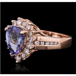 14KT Rose Gold 2.40ct Tanzanite and Diamond Ring