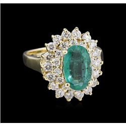 1.87ct Emerald and Diamond Ring - 14KT Yellow Gold