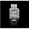 Image 1 : Cartier Stainless Steel Tank Francaise Chronoflex Men's Watch