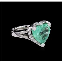 5.72ct Emerald and Diamond Ring - 14KT White Gold