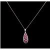 Image 2 : 3.70ctw Ruby and Diamond Pendant With Chain - 14KT Rose Gold