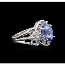 14KT White Gold 2.98ct Tanzanite and Diamond Ring