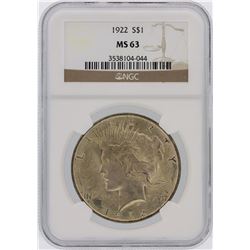 1922 NGC MS63 Peace Silver Dollar