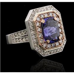 14KT Rose and White Gold 4.29ct Tanzanite and Diamond Ring