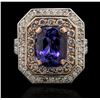 Image 2 : 14KT Rose and White Gold 4.29ct Tanzanite and Diamond Ring