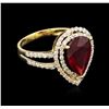 Image 1 : 4.20ct Ruby and Diamond Ring - 14KT Yellow Gold