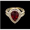 Image 2 : 4.20ct Ruby and Diamond Ring - 14KT Yellow Gold