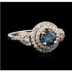 14KT White Gold 0.98ctw Blue Diamond Ring