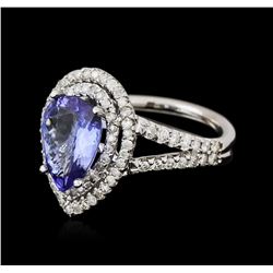 14KT White Gold 3.22ct Tanzanite and Diamond Ring