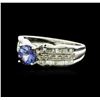 Image 1 : 14KT White Gold 0.85ct Tanzanite and Diamond Ring