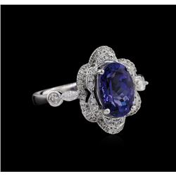 3.31ct Tanzanite and Diamond Ring - 18KT White Gold