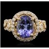 Image 2 : 14KT Yellow Gold 3.43ct Tanzanite and Diamond Ring