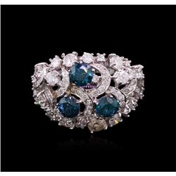 3.41ctw Fancy Greenish Blue Diamond Ring - 14KT White Gold