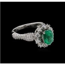 1.35ct Emerald and Diamond Ring - 18KT White Gold