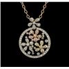 Image 2 : 2.01ctw Diamond Pendant With Chain - 14KT Tri Color Gold