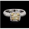 Image 2 : 18KT Two-Tone Gold 1.49ctw Fancy Light Yellow Diamond Ring