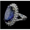 14KT White Gold GIA Certified 22.43ct Tanzanite and Diamond Ring