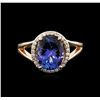 14KT Yellow Gold 4.24ct Tanzanite and Diamond Ring