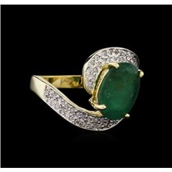 2.75ct Emerald and Diamond Ring - 14KT Yellow Gold