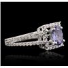 Image 1 : 18KT White Gold 0.83ct Tanzanite and Diamond Ring