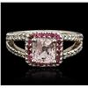 Image 2 : 14KT White Gold 1.84ct Pink Sapphire, Ruby and Diamond Ring