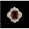 Image 2 : 6.69ct Ruby and Diamond Ring - 14KT Yellow Gold