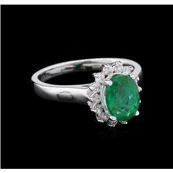 1.59ct Emerald and Diamond Ring - 14KT White Gold