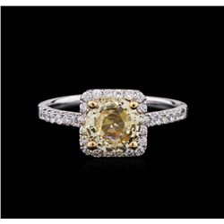 GIA Cert 2.17ct Yellow Sapphire and Diamond Ring - 18KT Two-Tone Gold