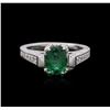 Image 2 : 14KT White Gold 1.42ct Emerald and Diamond Ring