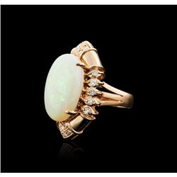 14KT Rose Gold 14.82ct Opal and Diamond Ring