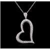 Image 1 : 1.25ctw Diamond Heart Pendant With Chain - 14KT White Gold