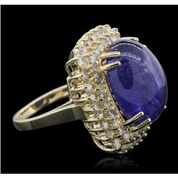 14KT Yellow Gold 19.72ct Tanzanite and Diamond Ring