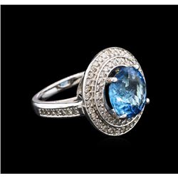 8.37ct Blue Tourmaline and Diamond Ring - 14KT White Gold