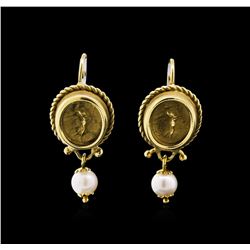 Pearl Earrings - 18KT Yellow Gold