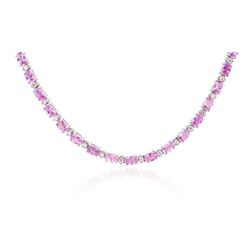 14KT White Gold 14.08ctw Pink Sapphire and Diamond Necklace