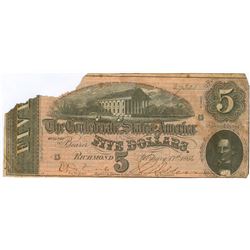 $5 1864 Richmond Virginia Confederate States of America Bank Note