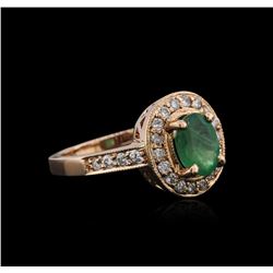 14KT Rose Gold 1.34ct Emerald and Diamond Ring