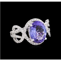 3.76ct Tanzanite and Diamond Ring - 14KT White Gold