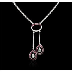 18KT White Gold 2.50ctw Ruby and Diamond Necklace