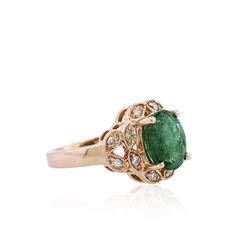 14KT Rose Gold 3.08ct Emerald and Diamond Ring