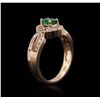 Image 3 : 14KT Rose Gold 0.42ct Emerald and Diamond Ring