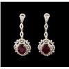 Image 1 : 6.69ctw Ruby and Diamond Earrings - 14KT Yellow Gold