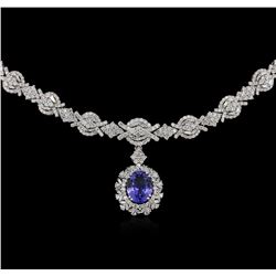 3.53ct Tanzanite and Diamond Necklace - 14KT White Gold