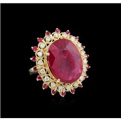 19.43ctw Ruby and Diamond Ring - 14KT White Gold