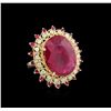 Image 1 : 19.43ctw Ruby and Diamond Ring - 14KT White Gold